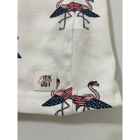 New Denim & Flower Woman's White Flamingo Surfboard Shirt American Flag USA  XL - Picture 6 of 10